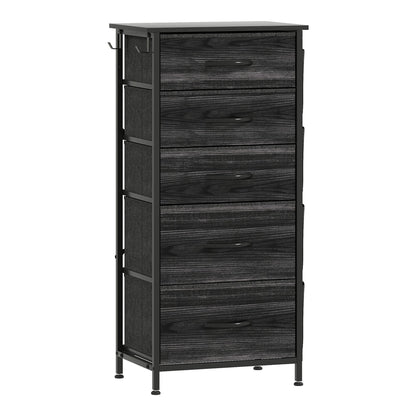 HOMCOM Chest of Five Fabric Drawers in Black