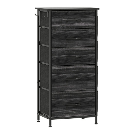 HOMCOM Chest of Five Fabric Drawers in Black