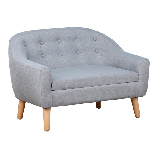 HOMCOM Children's Armchairs in grey with a button-tufted backrest and light wooden legs