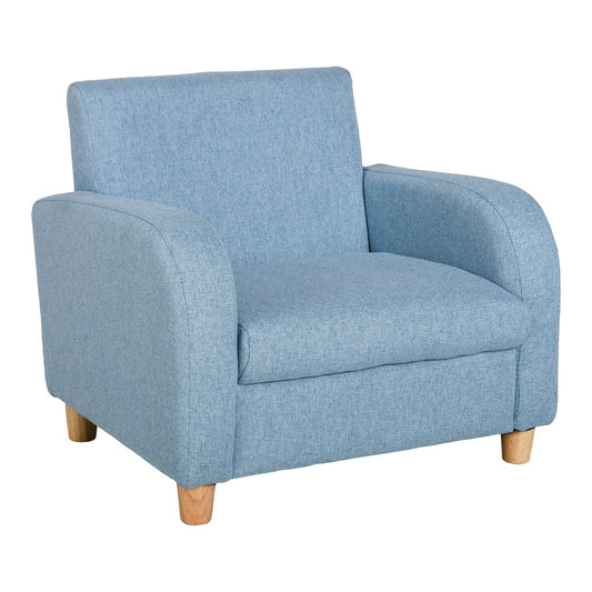 HOMCOM Children's Armchairs Toddler Chair a blue upholstered kids sofa with wooden legs