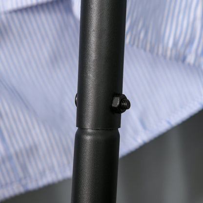 Close-up of the black metal pole and bolt on the coat rack