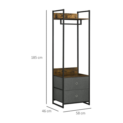 The garment rack with dimensions shown in centimetres