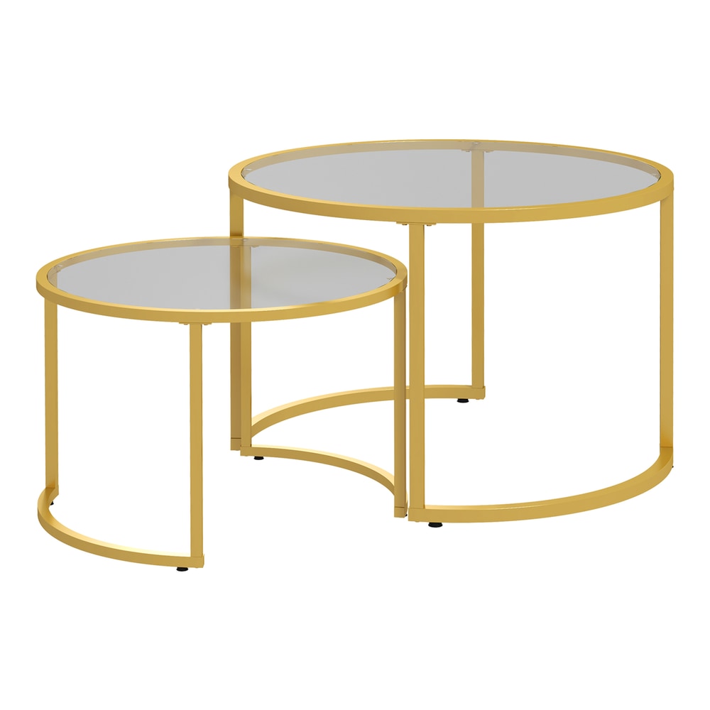 HOMCOM Coffee Table Set of 2 in Gold Tone