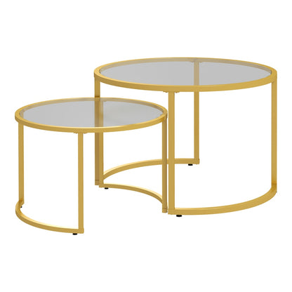 HOMCOM Coffee Table Set of 2 in Gold Tone