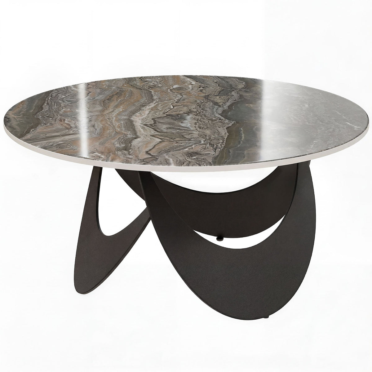 HOMCOM Coffee Table with a grey and brown marbled top and black curved legs