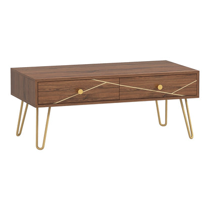 HOMCOM Coffee Table with Storage in Brown
