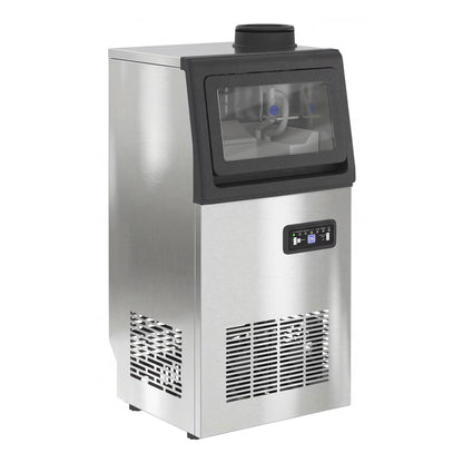 HOMCOM Commercial Ice Maker Machine, a stainless steel unit with a clear lid showing ice inside