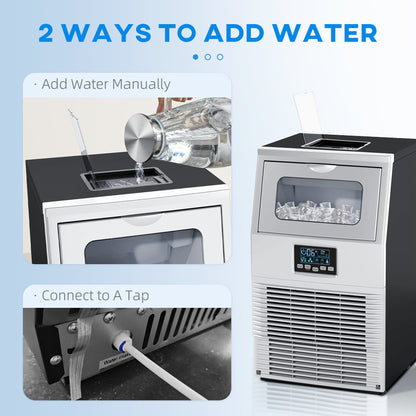 Demonstration of the two ways to add water to the commercial ice maker with 4kg ice storage