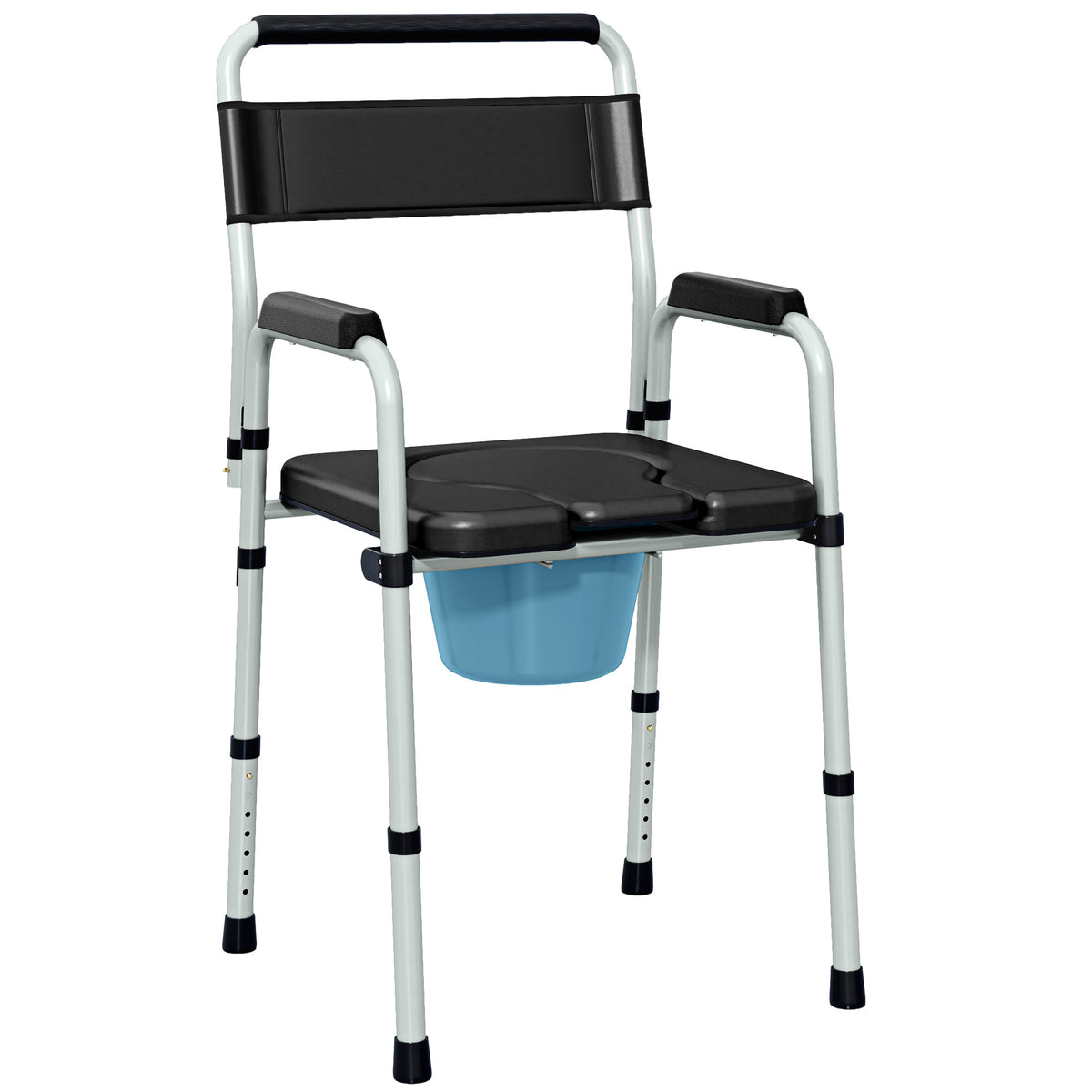 HOMCOM Commode Chair for Elderly with Arms and Back in Black