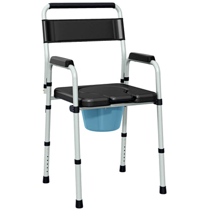 HOMCOM Commode Chair for Elderly with Arms and Back in Black