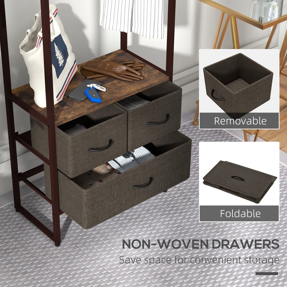 Non-woven drawers on the compact clothes rail, removable and foldable