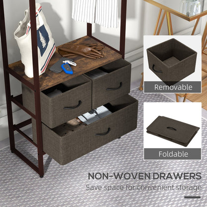Non-woven drawers on the compact clothes rail, removable and foldable