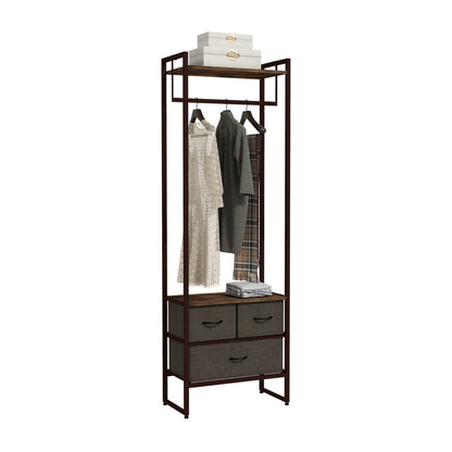 HOMCOM Compact Clothes Rail with hanging rod, shelf and two drawers