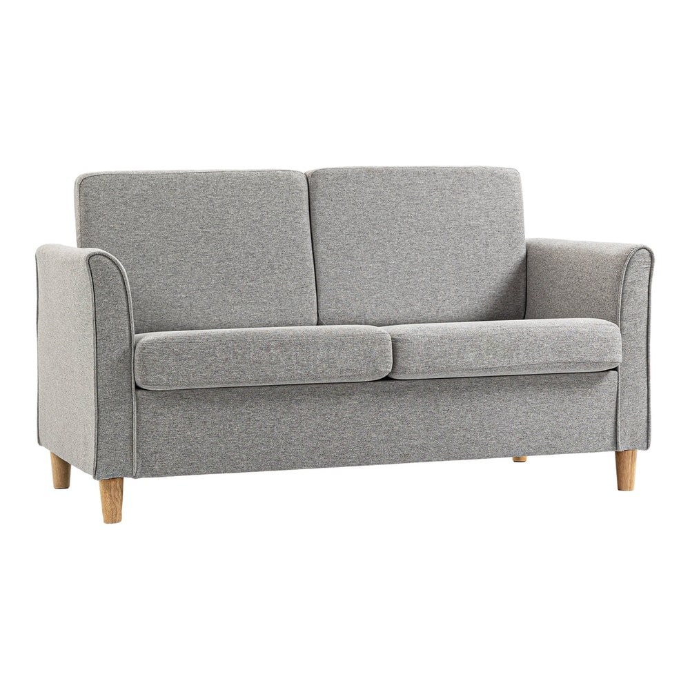 HOMCOM Compact Loveseat Sofa, a modern light grey two seater sofa with wooden legs