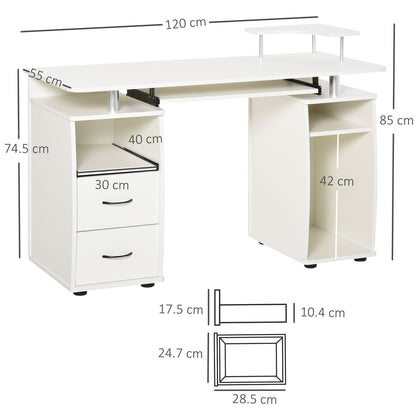The office desk with dimensions shown in cm