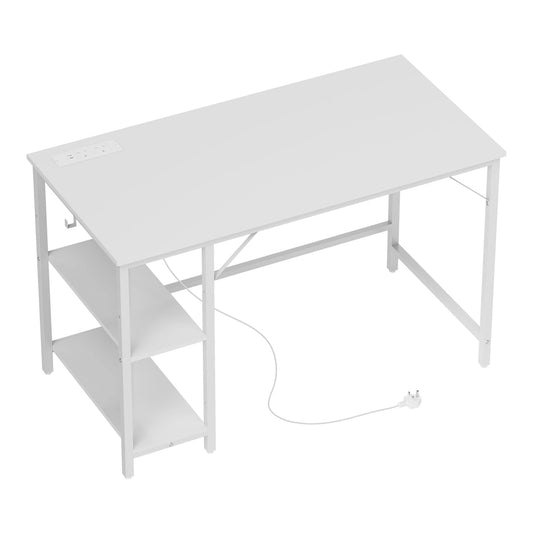 HOMCOM Computer Desk with integrated power sockets and two shelves on the left side
