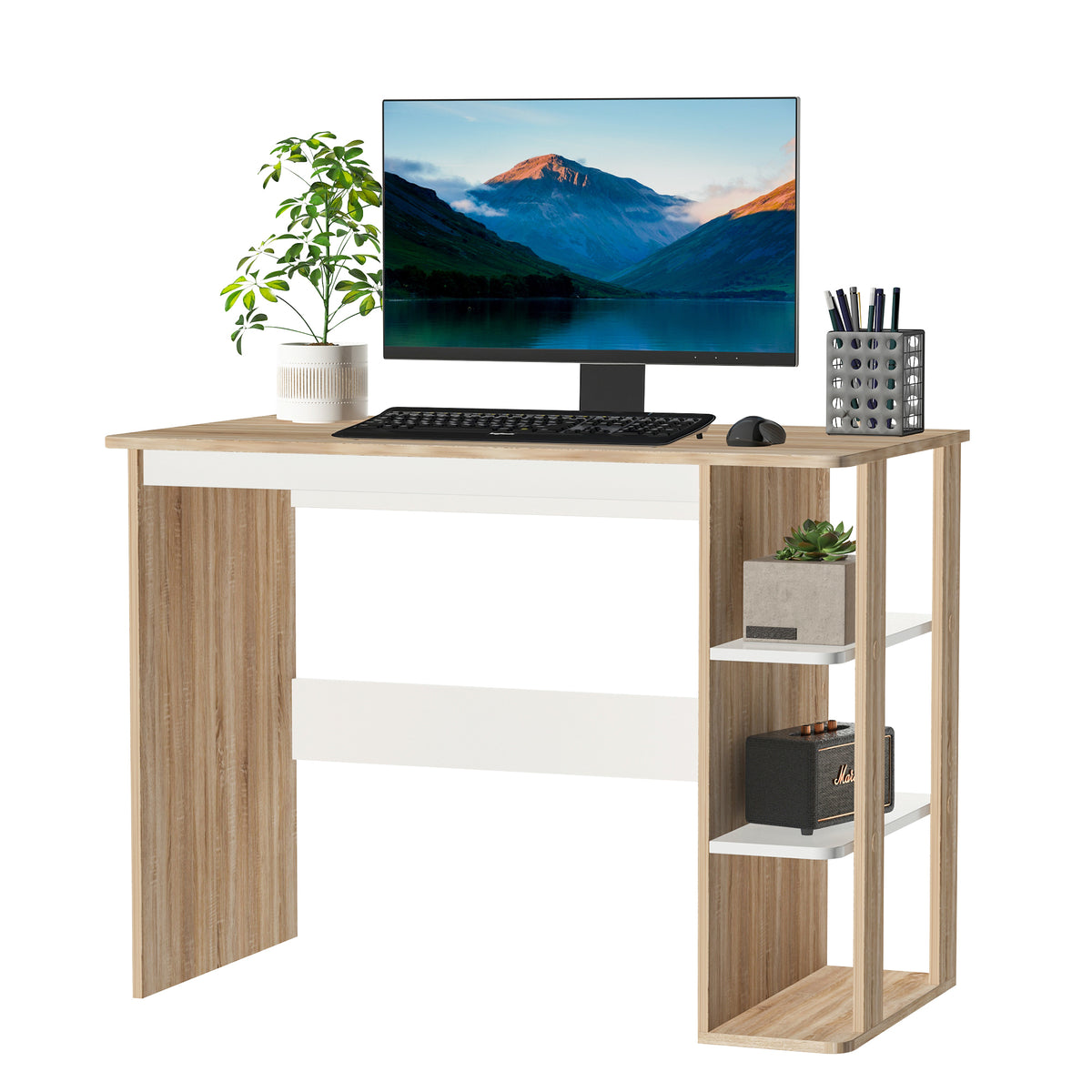 HOMCOM Computer Desk in Oak and White