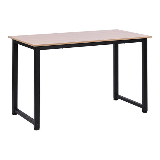 HOMCOM Computer Desk, a simple black metal frame with a light wood effect top