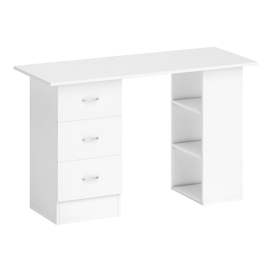 HOMCOM Computer Desk with three drawers on the left and three open shelves on the right