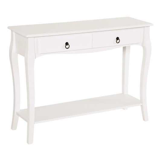 HOMCOM Console Table in ivory white with two drawers and a lower shelf