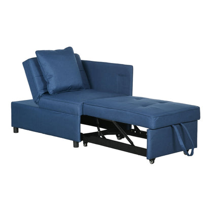 HOMCOM Convertible Single Sofa Bed with Thick Padded Seat extended into a chaise lounge position