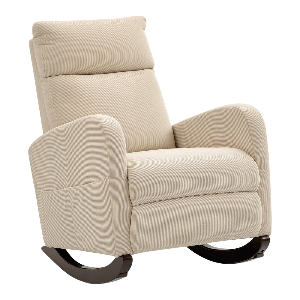 HOMCOM Corduroy Rocking Armchair in beige, a comfortable armchair with a padded seat and back