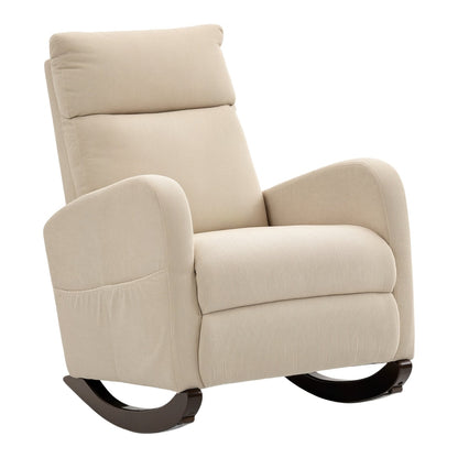 HOMCOM Corduroy Rocking Armchair in beige, a comfortable armchair with a padded seat and back