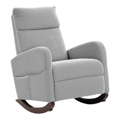 HOMCOM Corduroy Rocking Armchair in grey fabric, a comfortable armchair with a high back and padded armrests