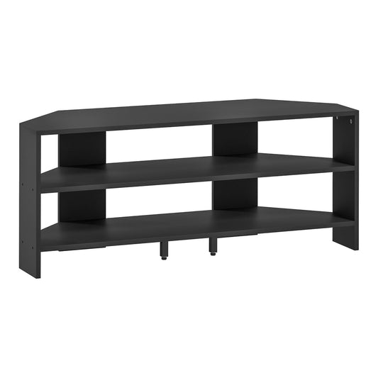 HOMCOM Corner TV Stand with two open shelves in black
