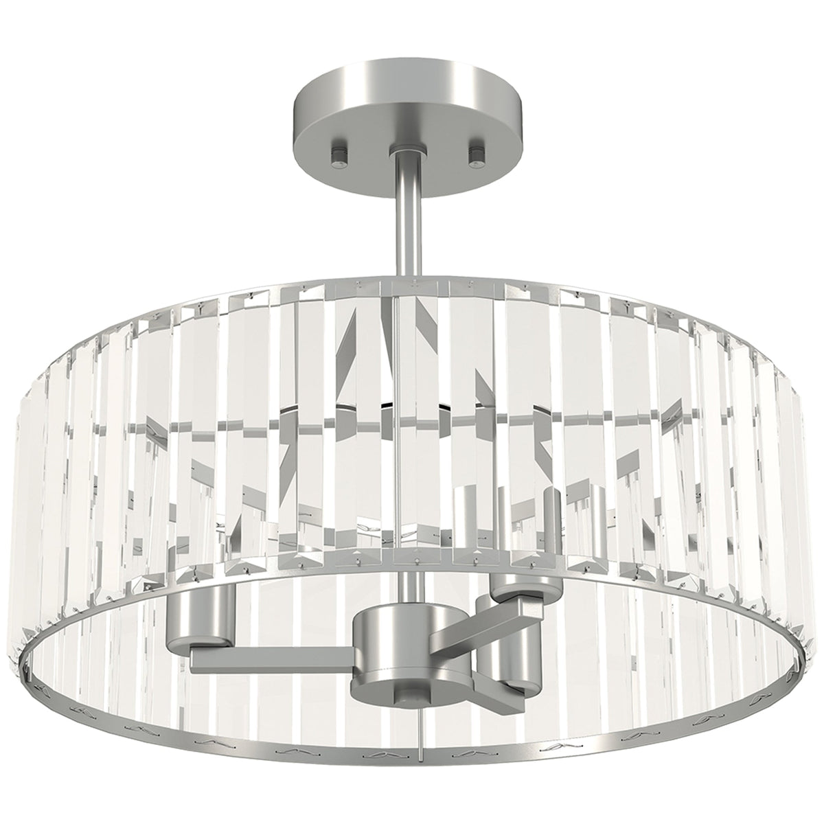 HOMCOM Crystal Ceiling Light Fixture with a silver frame and clear glass panels