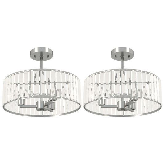 HOMCOM Crystal Ceiling Light Fixture Set of 2 against a plain white background