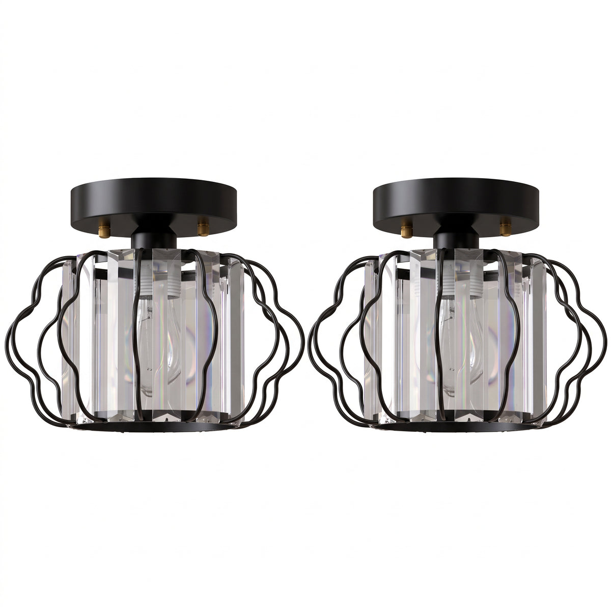 HOMCOM Crystal Ceiling Light Fixtures in Black