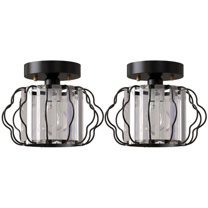 HOMCOM Crystal Ceiling Light Fixtures in Black