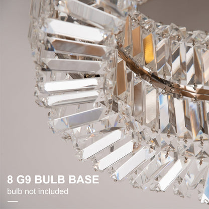 The modern chandelier showing the bulb base