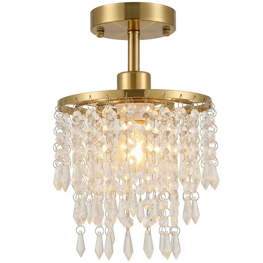 HOMCOM Crystal Ceiling Light with 57 Crystal Strands in Gold Tone