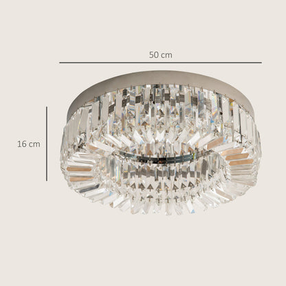 A diagram showing the dimensions of a modern crystal ceiling light