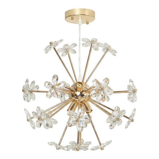 HOMCOM Crystal Chandeliers Ceiling Light with Flower in Clear