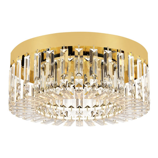 HOMCOM Crystal Chandeliers with 160 Crystal Pendants, a gold tone ceiling light with multiple crystal pendants
