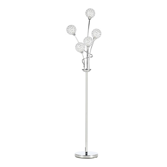 HOMCOM Crystal Floor Lamps with five sparkling light shades and a silver stem