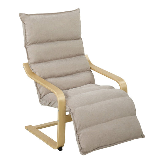 HOMCOM Curved Wooden Accent Chair with padded cushions and wooden frame