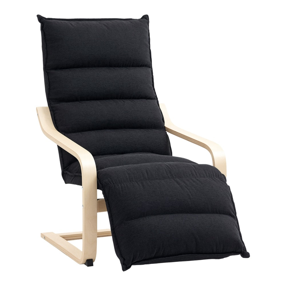 HOMCOM Curved Wooden Accent Chair in Black
