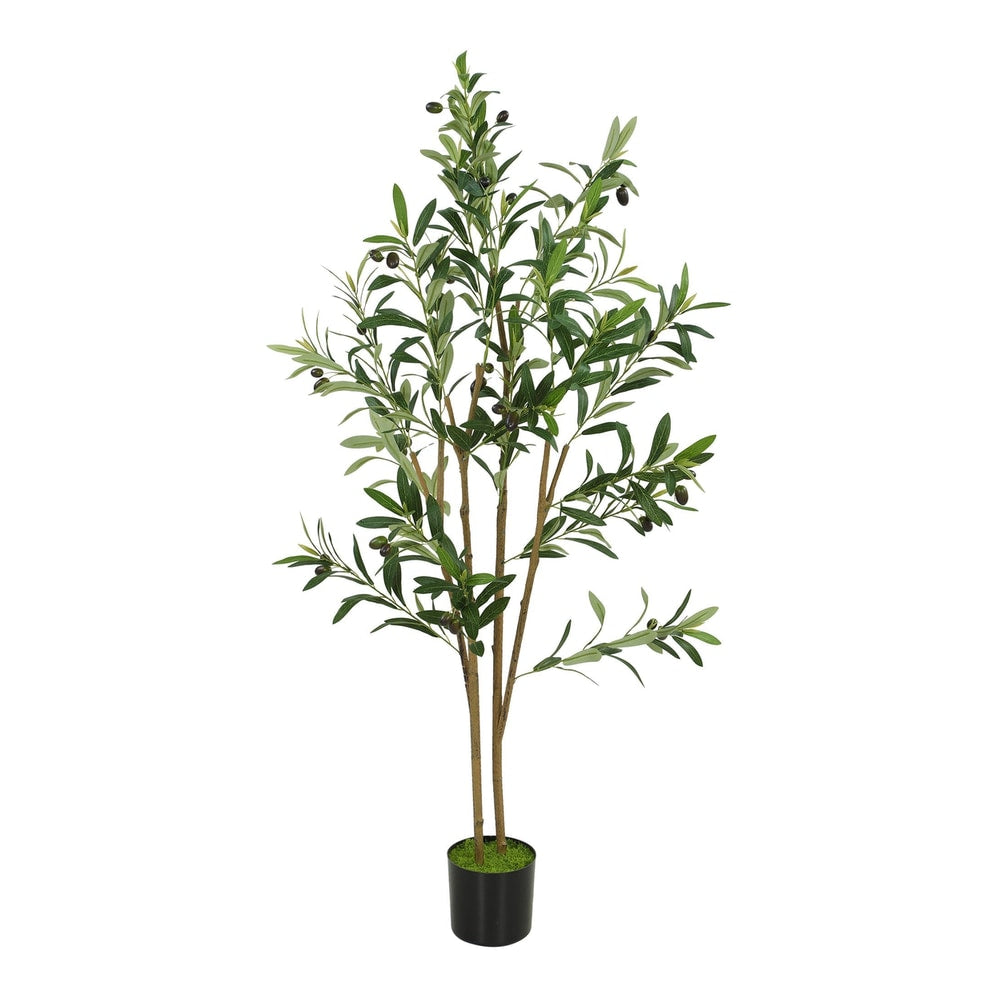 HOMCOM Decorative Artificial Plant, a tall olive tree with green leaves and black olives in a pot