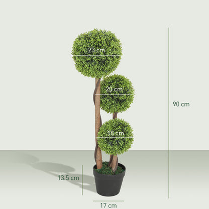 The artificial plants with clear measurement lines showing the height and width