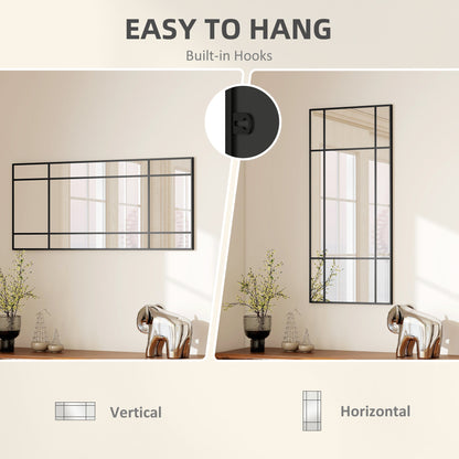 This grid wall mirror can be hung vertically or horizontally