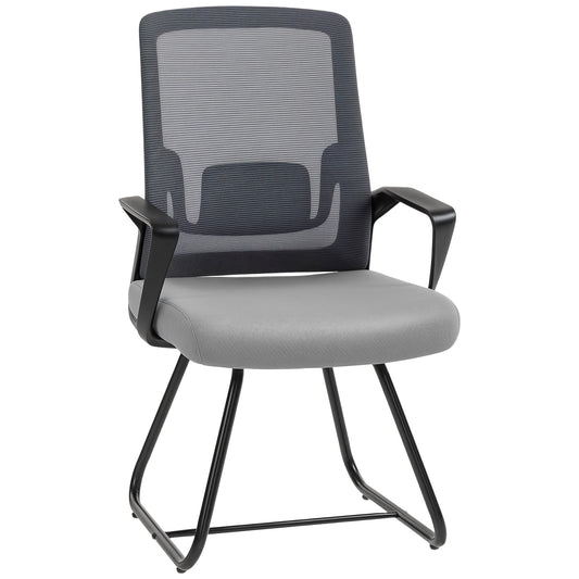 HOMCOM Desk Chair No Wheels, a dark grey office chair with a mesh back and grey seat