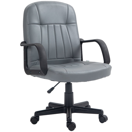 HOMCOM Desk Chair in grey with black armrests and a five-star base with swivel wheels