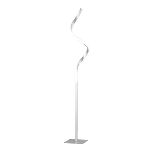 HOMCOM Dimmable Floor Lamp, a modern silver spiral standing lamp with a square base
