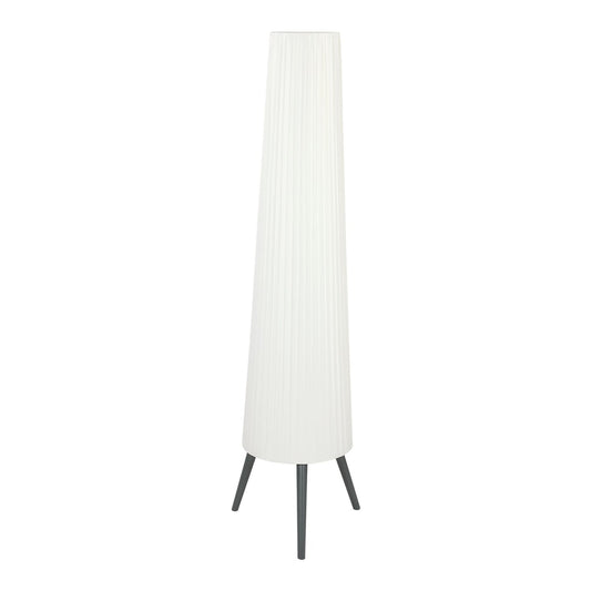 HOMCOM Dimmable Tripod Floor Lamp with Foot Switch, a tall white pleated fabric shade on three grey legs