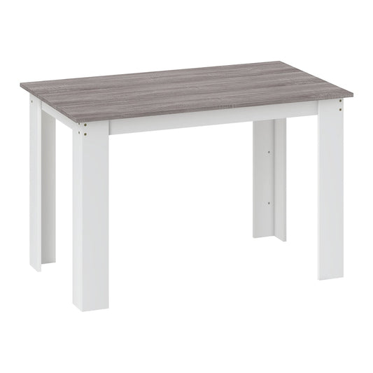 HOMCOM Dining Table for 4-6 People with grey wood effect top and white legs