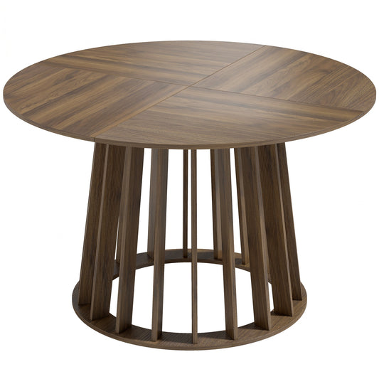 HOMCOM Dining Table a round wooden table with a slatted base
